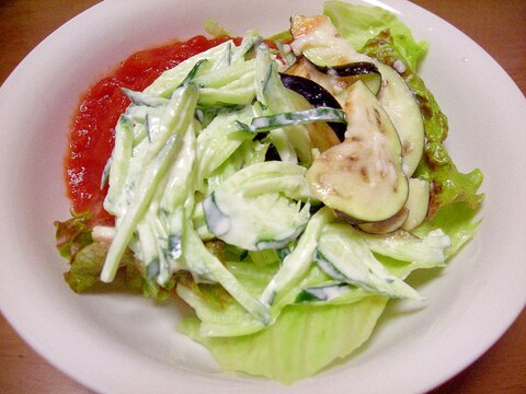 夏野菜（きゅうり・トマト・ナス）のサラダ
